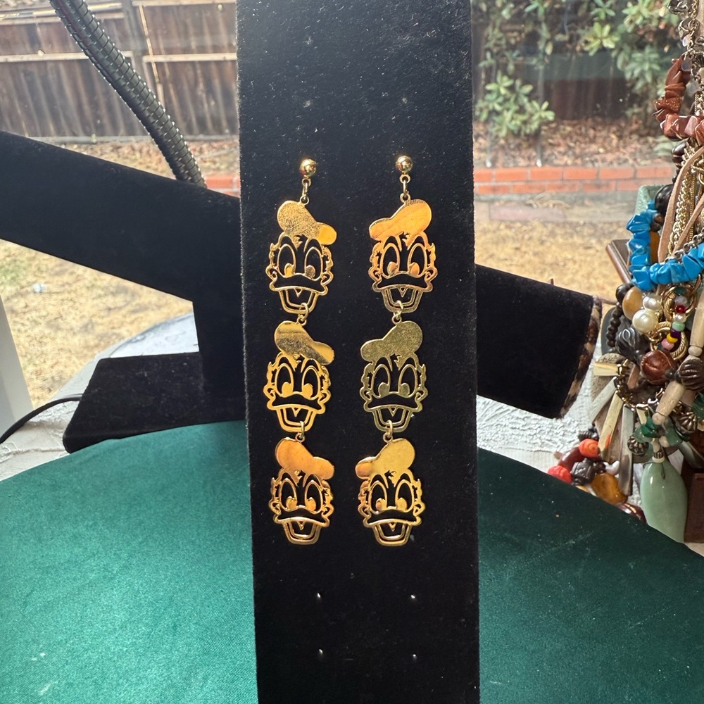 Vintage Donald‎ Duck Drop Earrings – Disney Character Statement Jewelry